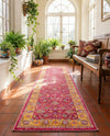 Casablanca Tapestry Collection Area Rug -  Marrakech (Berry Pink) Runner Berry Pink  lifestyle 45