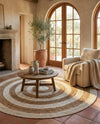 Woven Seaside Jute Collection Area Rug - Nautilus Round White Natural  lifestyle 54