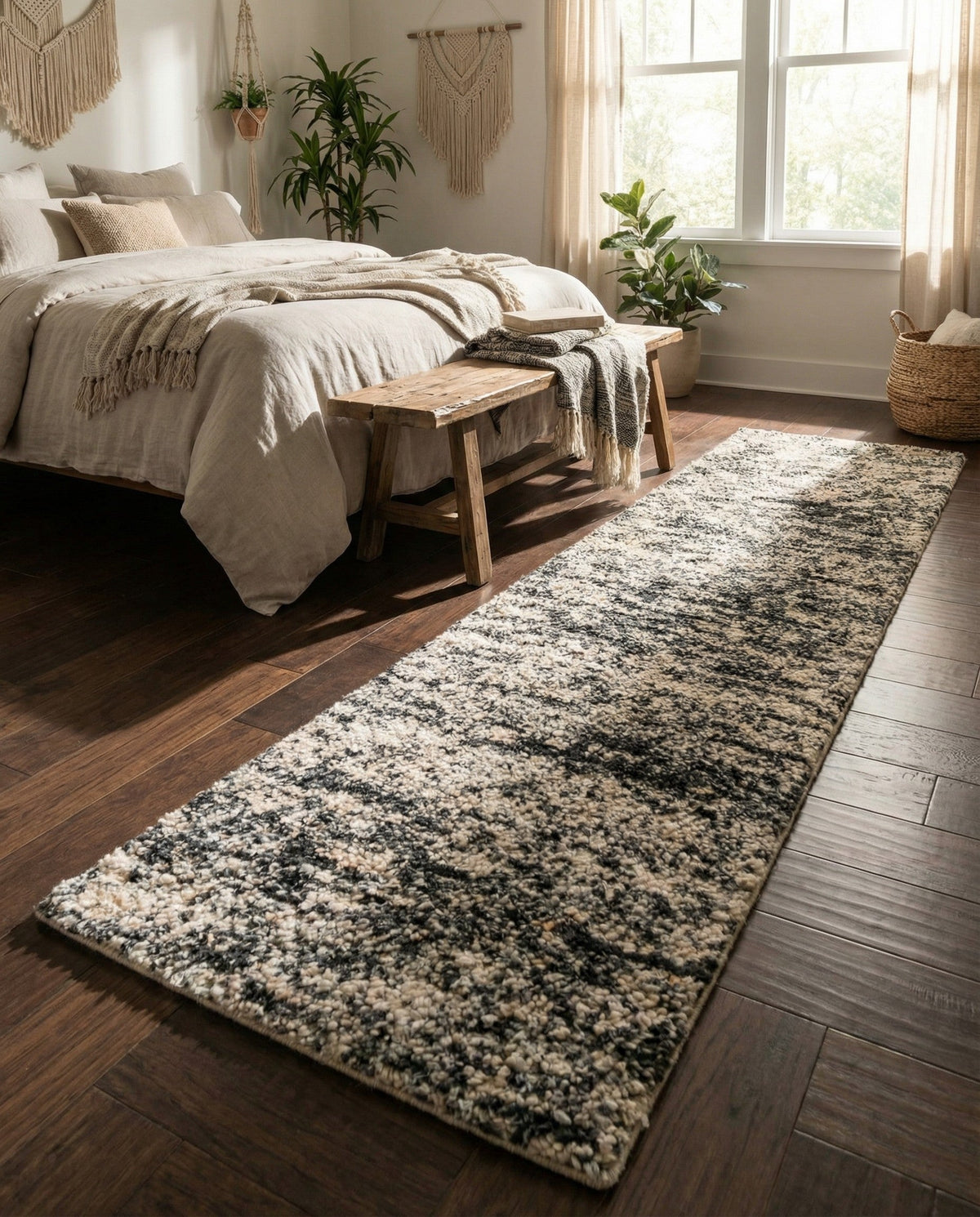 Wellington Luxe Shag Collection Area Rug - Kapiti Runner Salt and Pepper  lifestyle 186