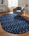Hollywood Luxe Collection Area Rug - Sunset (Navy Blue Silver) Oval Navy Blue Silver  lifestyle 56