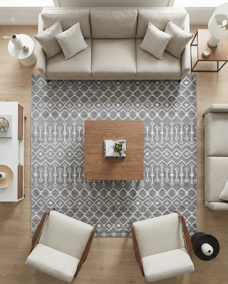 Marrakech Lattice Collection Area Rug - Medina (Gray) Square Gray  lifestyle 25