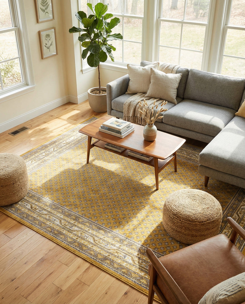 Soho Elegance Collection Area Rug -  Mercer (Yellow) Rectangle Yellow  lifestyle 13
