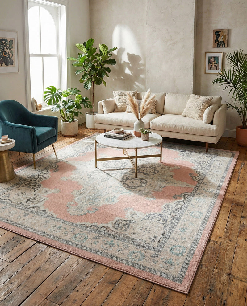 Beverly Grove Collection Area Rug -  Fairfax (Rose) Rectangle Rose  lifestyle 3