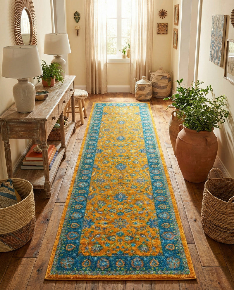 Casablanca Tapestry Collection Area Rug -  Marrakech (Sunshine Yellow) Runner Sunshine Yellow  lifestyle 27