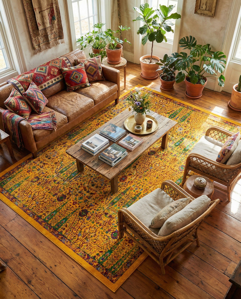 Caribbean Cove Collection Area Rug -  Tobago Rectangle Yellow  lifestyle 54