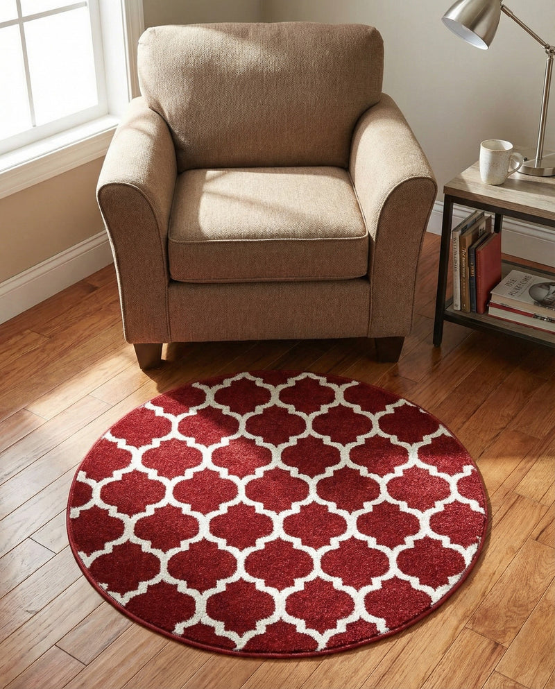 Lattice Gardens Collection Area Rug -  Bloomfield (Dark Terracotta) Round Dark Terracotta  lifestyle 60