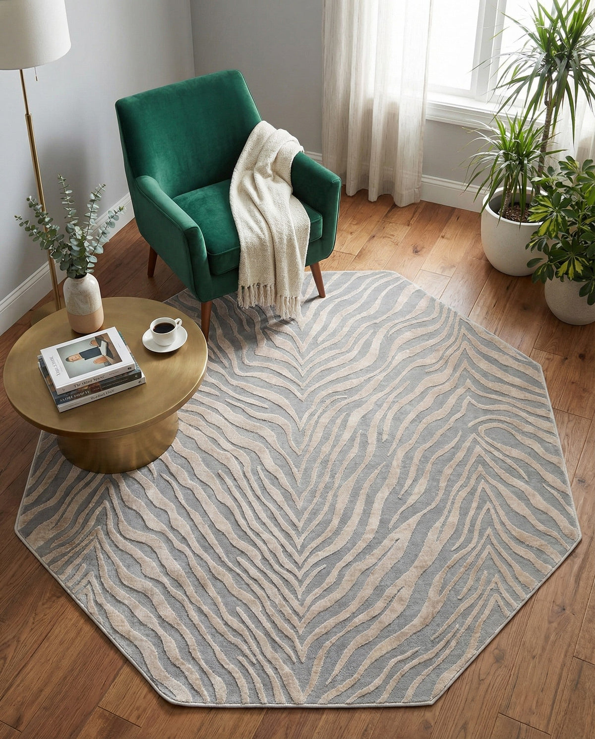 Bloomsbury Elegance Collection Area Rug -  Chelsea Octagon Gray and Ivory  lifestyle 155