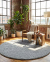 Cozy Comfort Shag Collection Area Rug - Haven (Cloud Gray) Round Cloud Gray  lifestyle 66