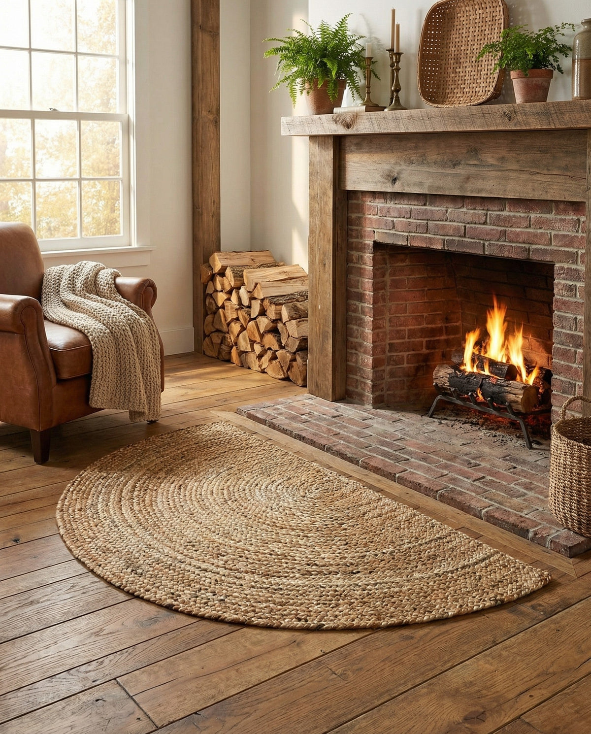 Woven Seaside Jute Collection Area Rug - Savannah (Natural) Hearth Natural  lifestyle 137