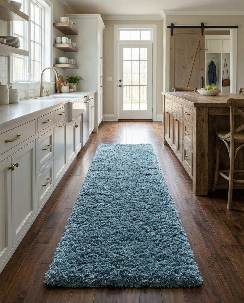 Eternal Plush Oasis Collection Area Rug -  Tranquility (Aegean Blue) Runner Aegean Blue  lifestyle 79