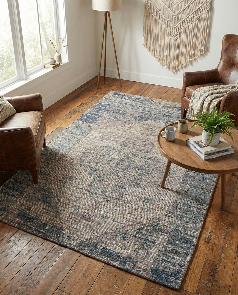 Savannah Threads Collection Area Rug - Sahara Rectangle Blue  lifestyle 22
