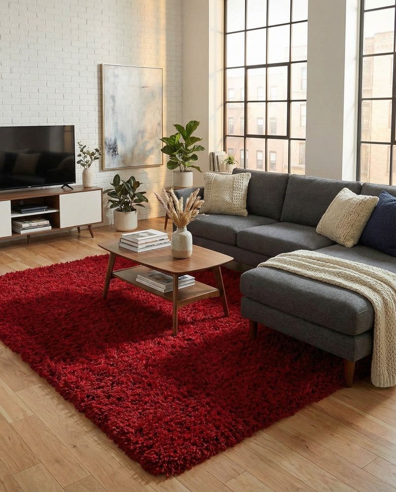Eternal Plush Oasis Collection Area Rug -  Tranquility (Merlot) Rectangle Merlot  lifestyle 29