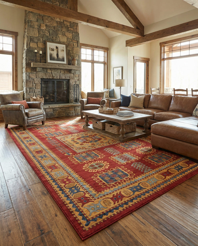 Persian Elegance Collection Area Rug -  Zanjan Rectangle Red  lifestyle 6
