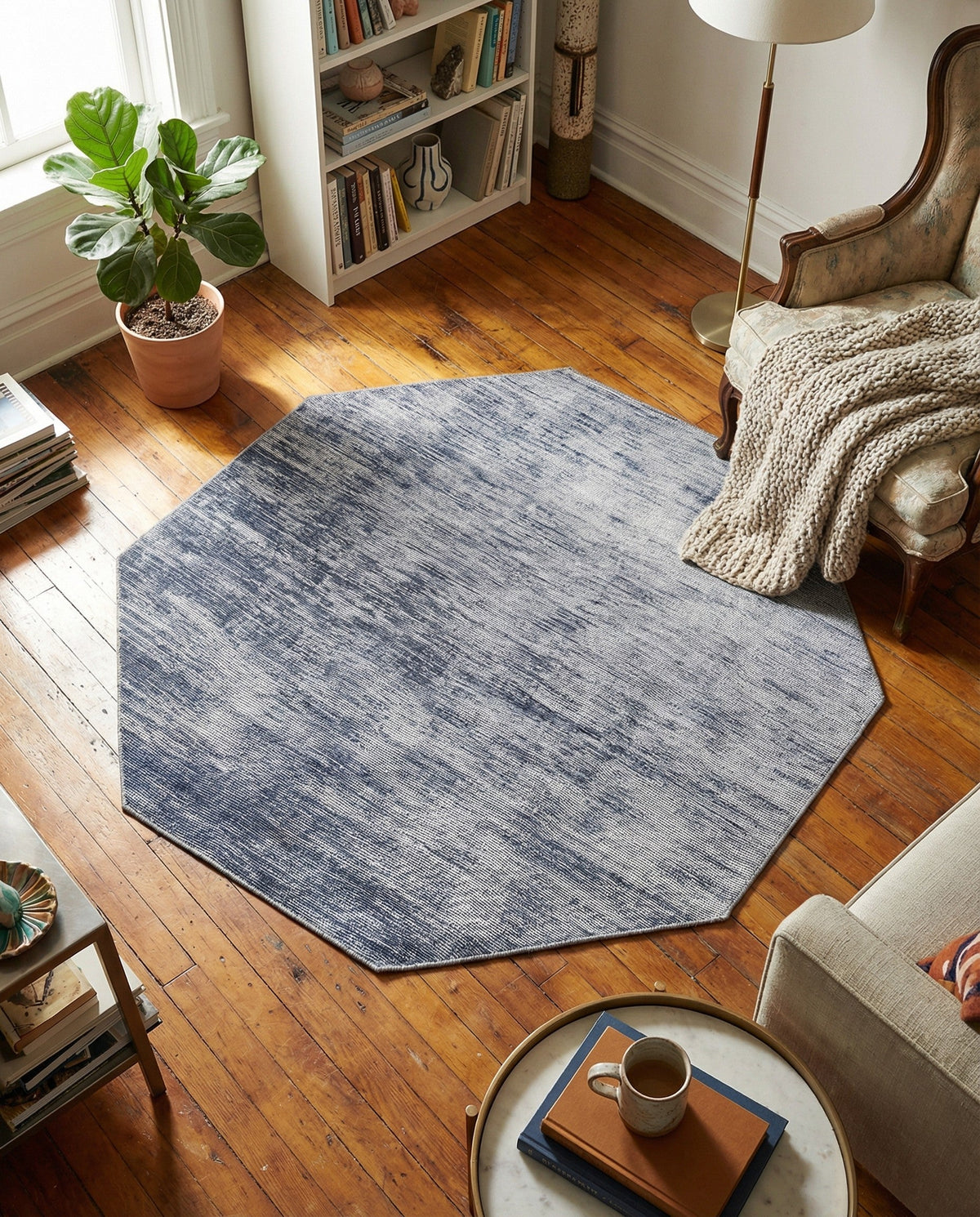 Sahara Essence Collection Area Rug - Oasis (Gray) Octagon Gray  lifestyle 106