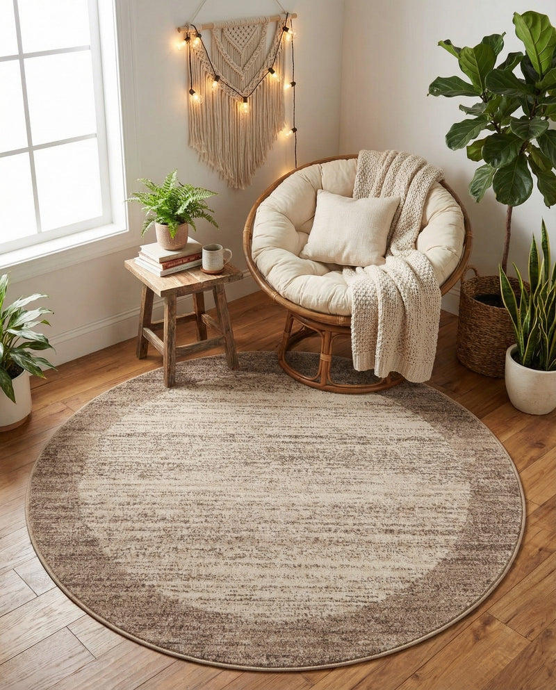 Studio Haven Collection Area Rug -  Conservatory (Beige) Round Beige  lifestyle 57