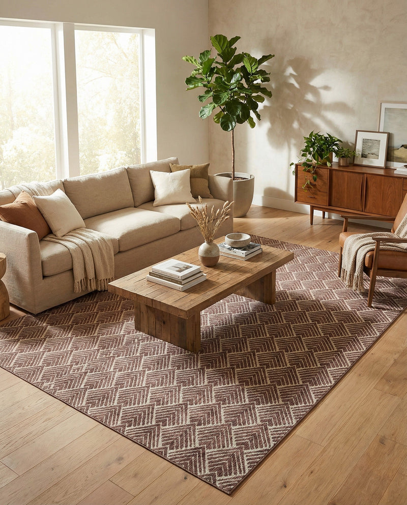 Geo Garden Lattice Collection Area Rug -  Casablanca Rectangle Dusty Rose  lifestyle 20