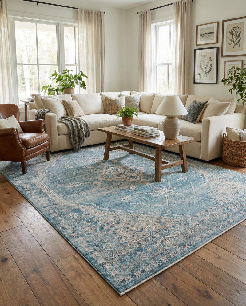 Coastal Haven Collection Area Rug -  Marina Rectangle Blue  lifestyle 25