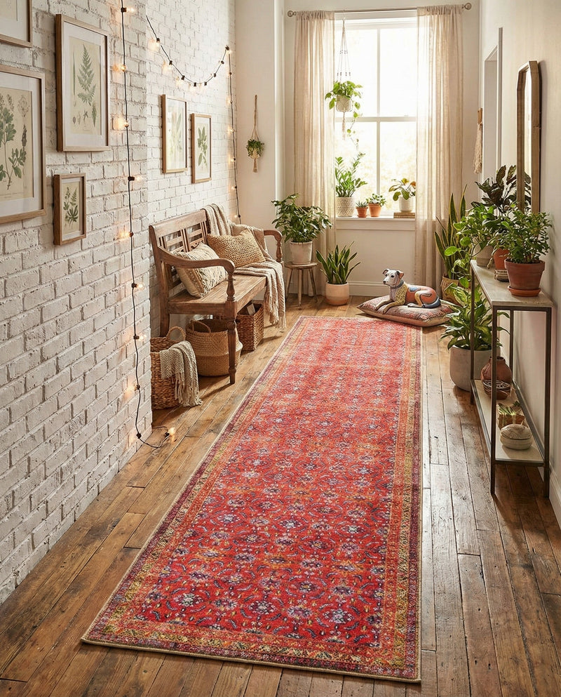 Heritage Elegance Collection Area Rug -  Fontainebleau Runner Red  lifestyle 48