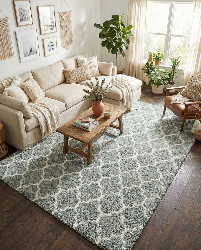 Casablanca Comfort Collection Area Rug -  Atlas Rectangle White Cyan  lifestyle 29