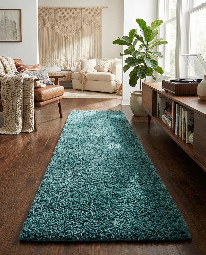 Plush Oasis Collection Area Rug - Serenity (Deep Aqua Blue) Runner Deep Aqua Blue  lifestyle 72