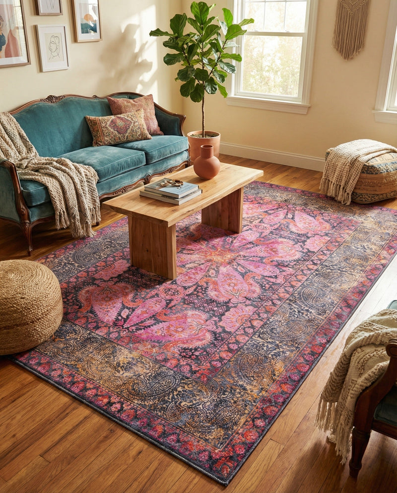 Maranta Collection Area Rug - Paramaribo Rectangle Pink  lifestyle 9