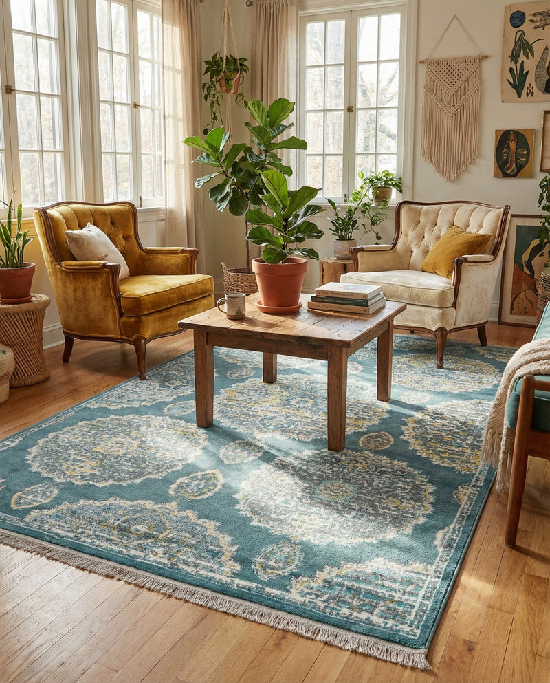 Arcadia Rugs Collection Area Rug -  Atlantis (Gray and Blue) Rectangle Gray and Blue  lifestyle 20
