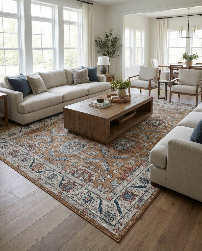 Mykonos Manor Collection Area Rug -  Paros Rectangle Mustard Yellow  lifestyle 12