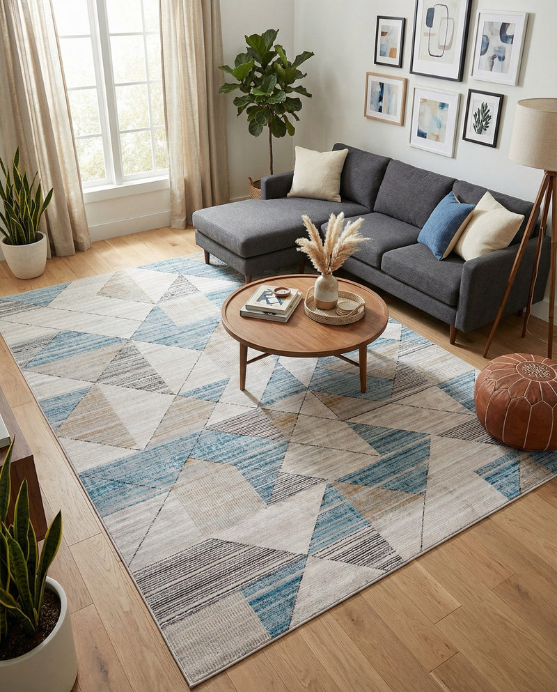 Dresden Elegance Collection Area Rug - Meissen Rectangle Blue  lifestyle 11