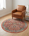 Seville Stripes Collection Area Rug -  Malaga (Brick Red) Round Brick Red  lifestyle 72