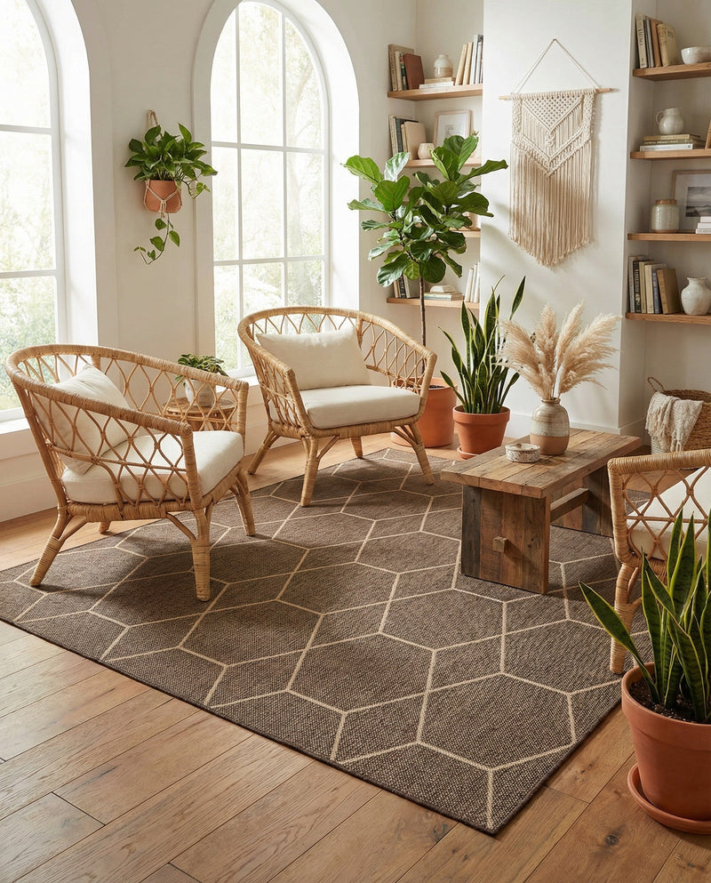 Sahara Sands Collection Area Rug -  Faiyum Square Brown  lifestyle 77