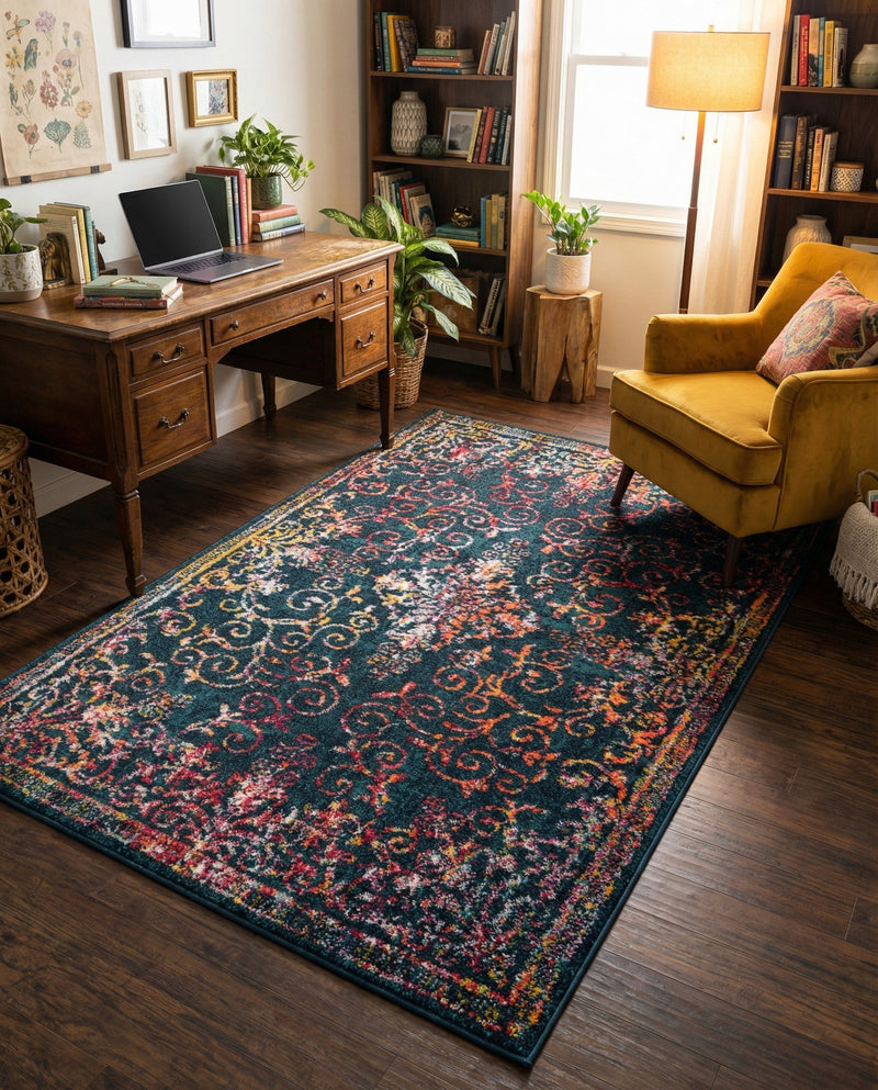 Brighton Terrace Collection Area Rug -  Saltdean Rectangle Navy Blue  lifestyle 34