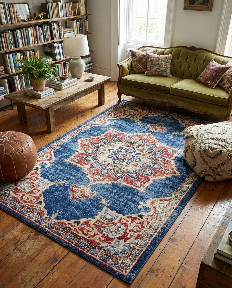 Eden Oasis Collection Area Rug -  Tranquility (Dark Blue) Rectangle Dark Blue  lifestyle 26