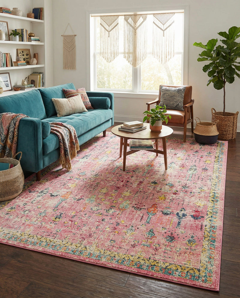 Sierra Collection Area Rug -  Shasta Rectangle Pink  lifestyle 40