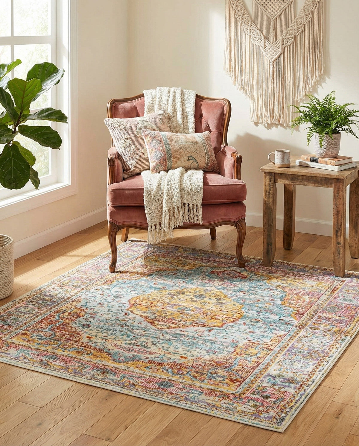Caribbean Breeze Collection Area Rug -  Vieques Square Light Blue  lifestyle 175