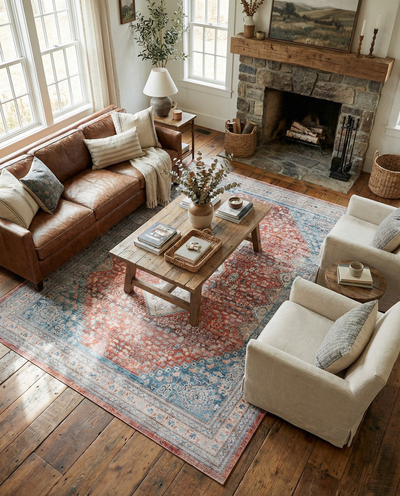 Coastal Haven Collection Area Rug -  Harborview Rectangle Red  lifestyle 31