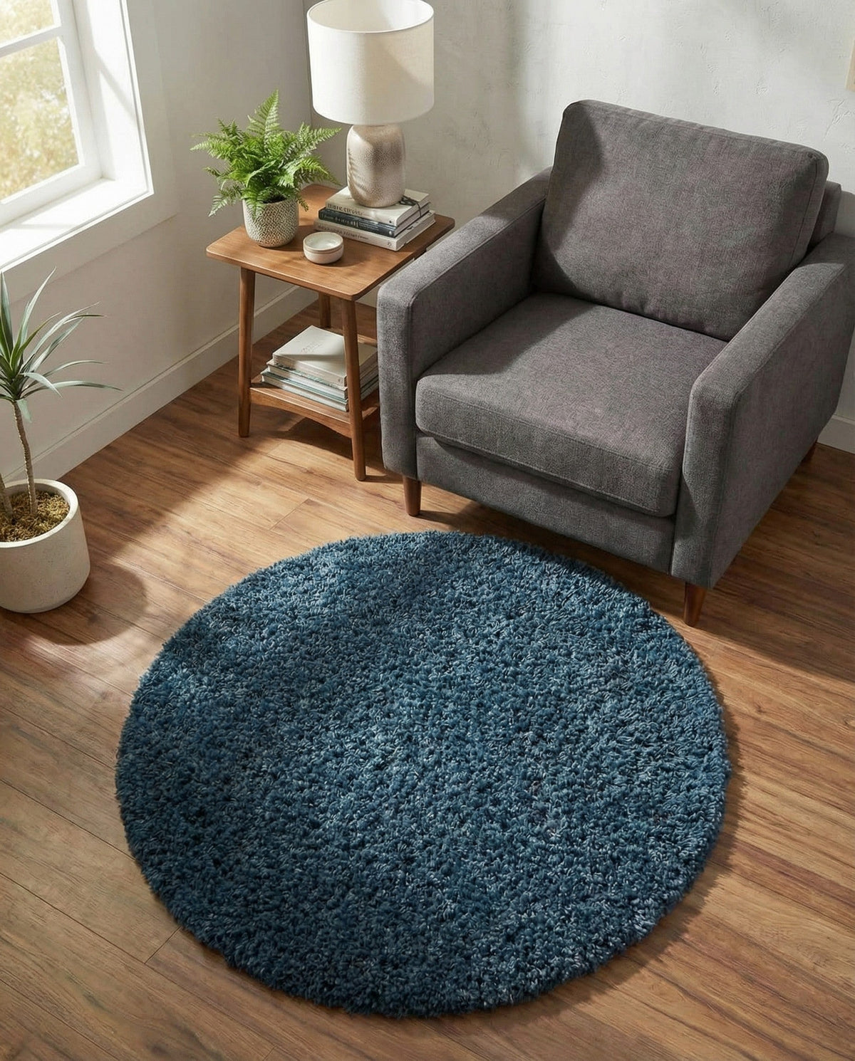Alpine Plush Collection Area Rug - Verbier Round Dblue  lifestyle 111
