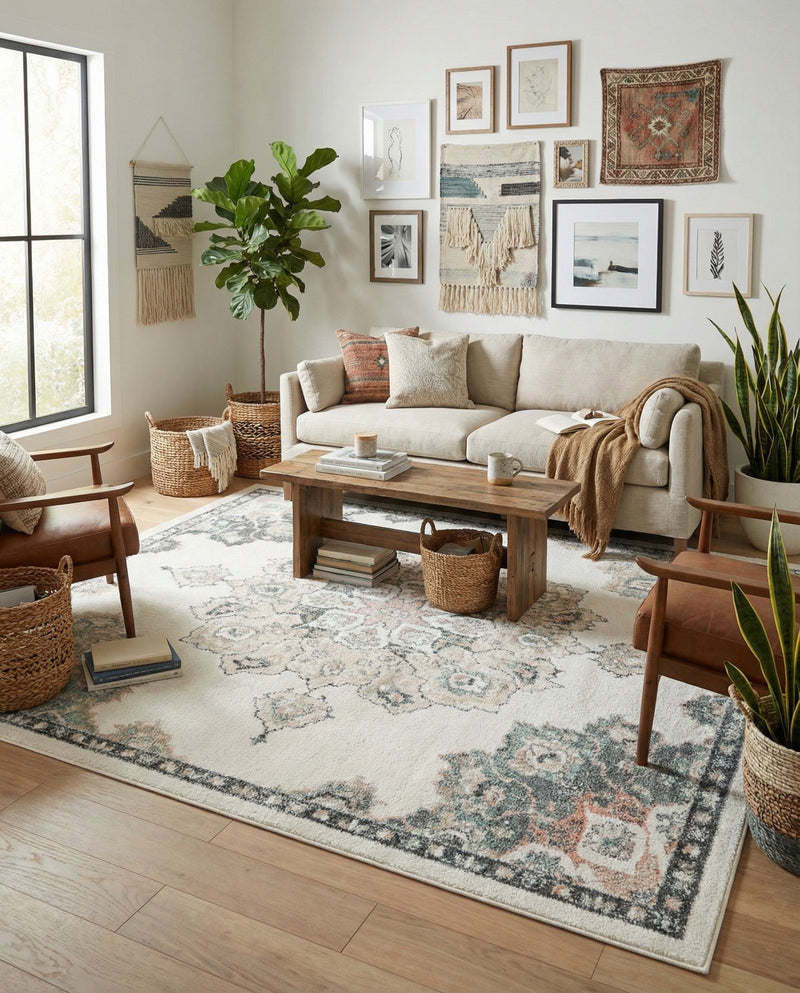 Beverly Grove Collection Area Rug - Melrose (Ivory) Rectangle Ivory  lifestyle 4