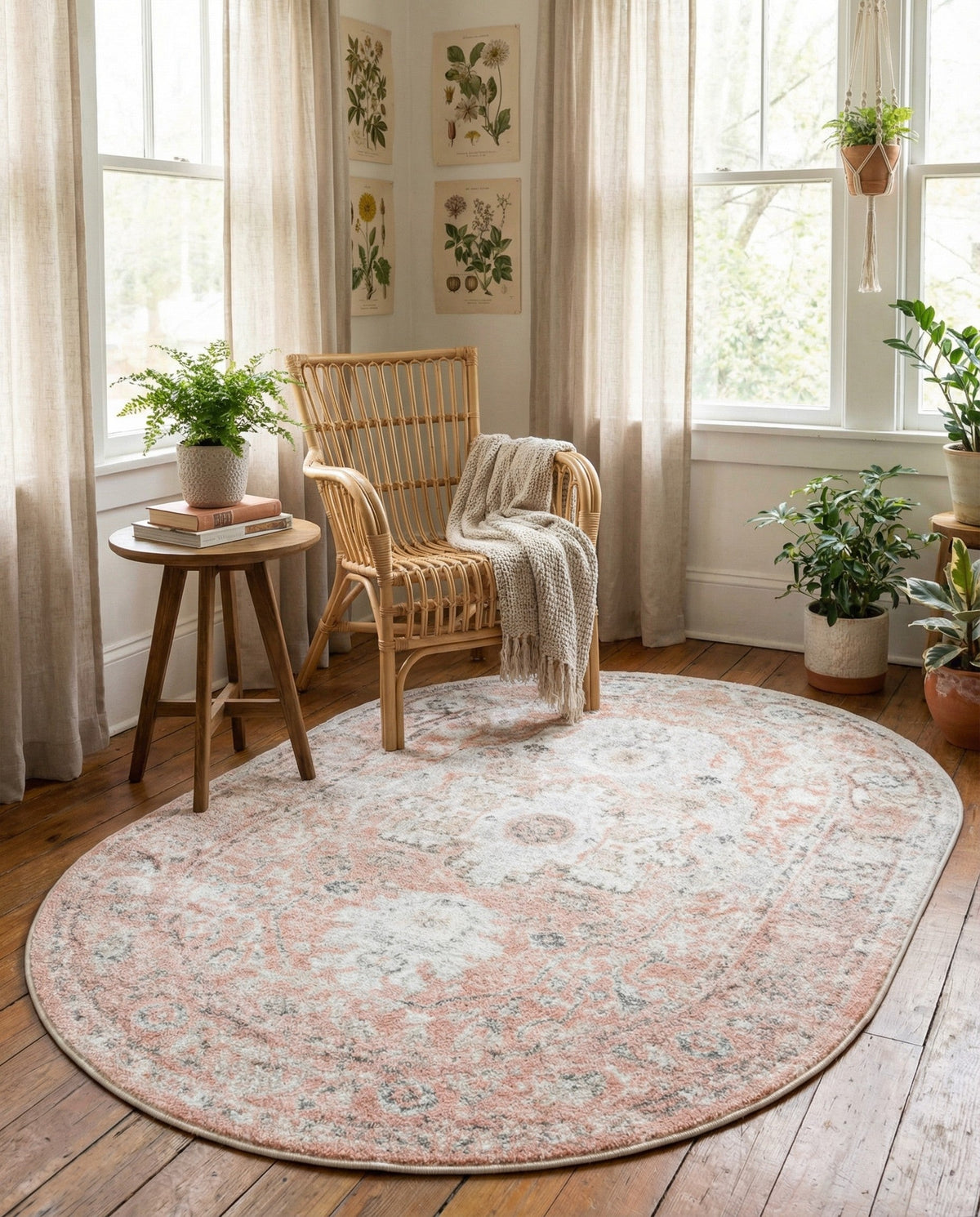 Parisian Elegance Collection Area Rug - Versailles (Rose Pink) Oval Rose Pink  lifestyle 105