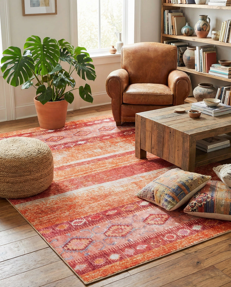 Heritage Elegance Collection Area Rug -  Edinburgh Rectangle Rust Red  lifestyle 28