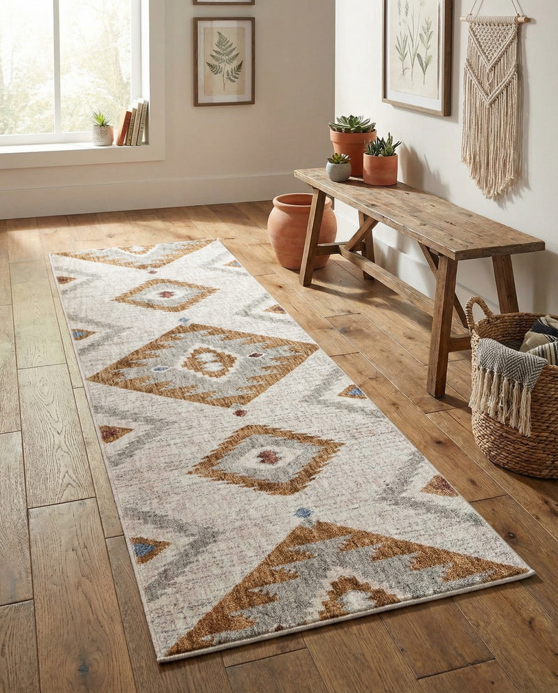 Desert Modern Eco Rug Series Collection Area Rug -  Zion Runner Ivory  lifestyle 54
