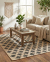 Benares Handwoven Jute Collection Area Rug -  Bodhi Rectangle Beige and Black  lifestyle 9