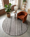 Jewel Oasis Collection Area Rug - Sapphire (Gray) Round Gray  lifestyle 68