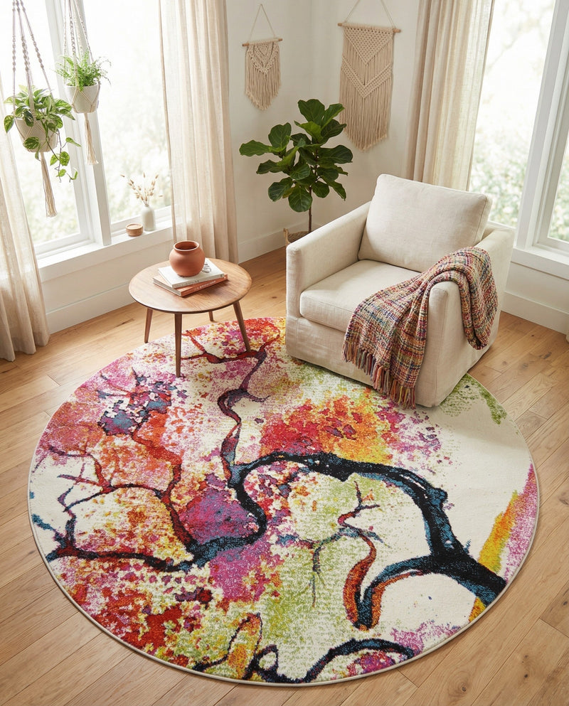 Venetian Elegance Collection Area Rug -  Rialto Round Ivory  lifestyle 50
