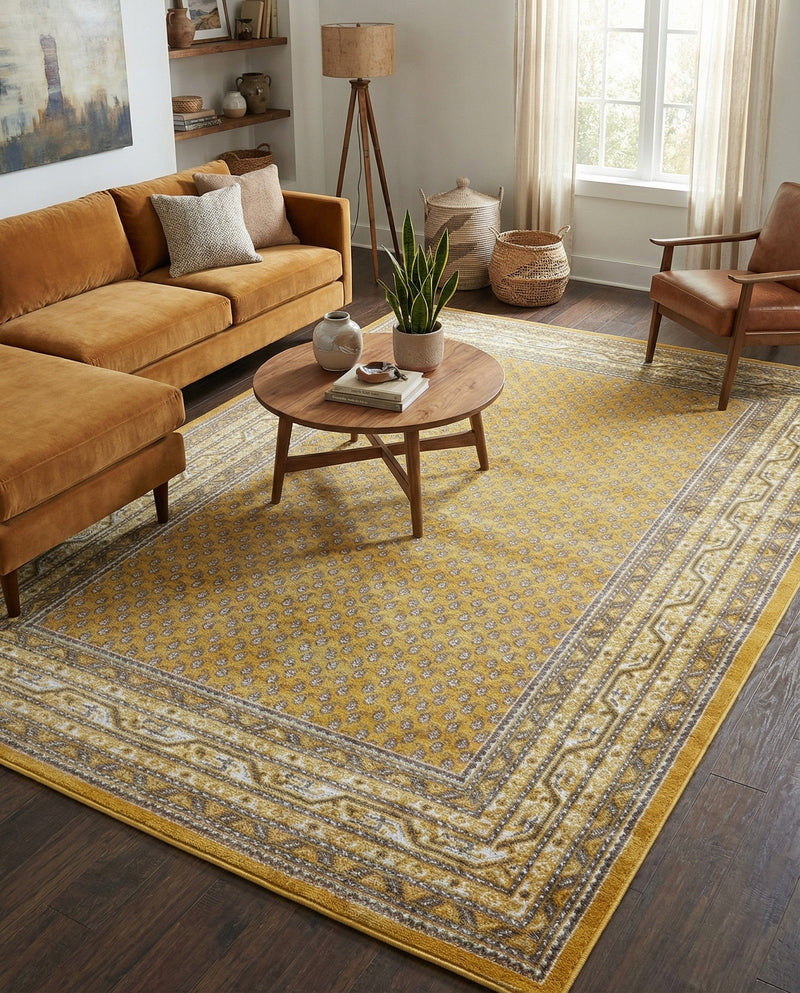 Soho Elegance Collection Area Rug -  Mercer (Yellow) Rectangle Yellow  lifestyle 24