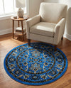 Isfahan Elegance Collection Area Rug - Naghsh-e Jahan (Dark Blue) Round Dark Blue  lifestyle 55