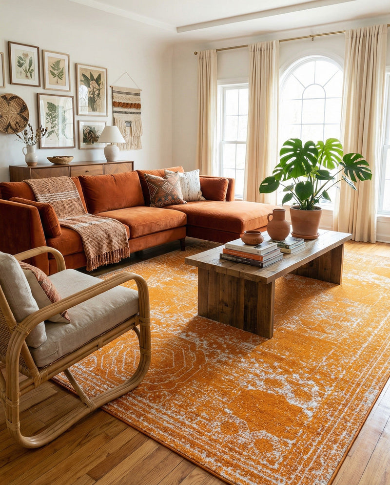 Dover Terrace Collection Area Rug -  Lagoon (Orange) Rectangle Orange  lifestyle 22