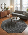 Marrakesh Lattice Collection Area Rug - Casablanca (Charcoal Gray) Octagon Charcoal Gray  lifestyle 59