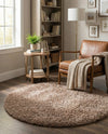 Eternal Plush Oasis Collection Area Rug -  Tranquility (Khaki) Round Khaki  lifestyle 47