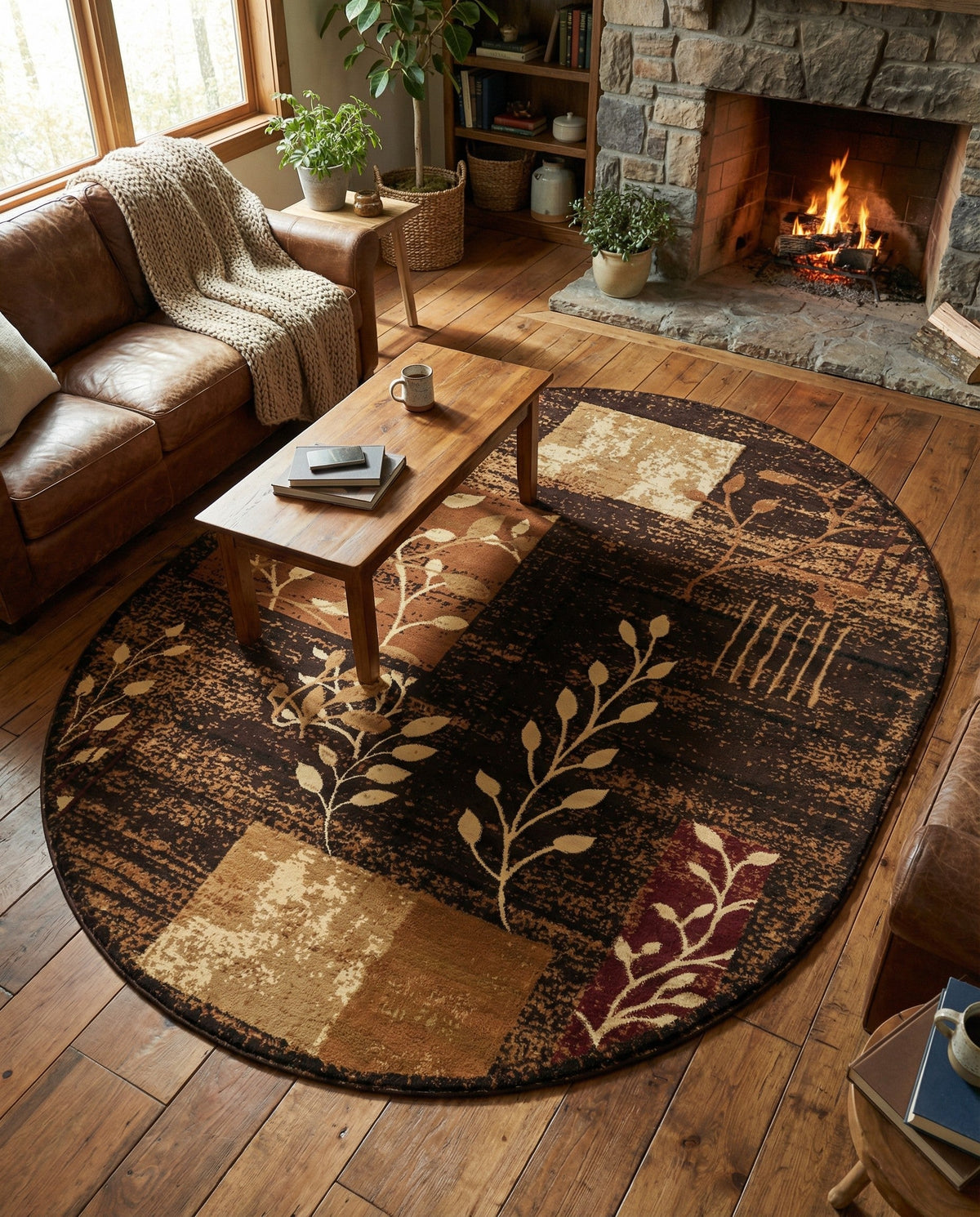 Bistro Lounge Collection Area Rug -  Affogato Oval Brown  lifestyle 174