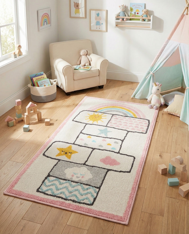 Wonder Tykes Collection Area Rug -  Swirl Runner Ivory  lifestyle 33